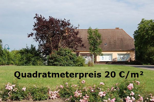 Stra�enansicht mit Quadratmeterpreisangabe Melz Wohngrundst�ck VERKAUFT Bauland in Melz am Melzer See