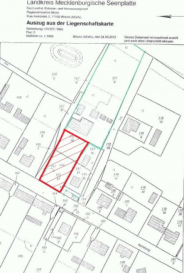 Lageplan Wohngrundst�ck Melz