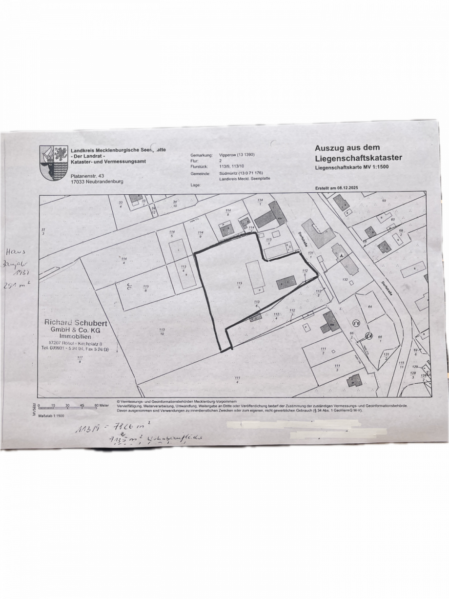 Kataster Bauernhaus S�dm�ritz OT Vipperow
