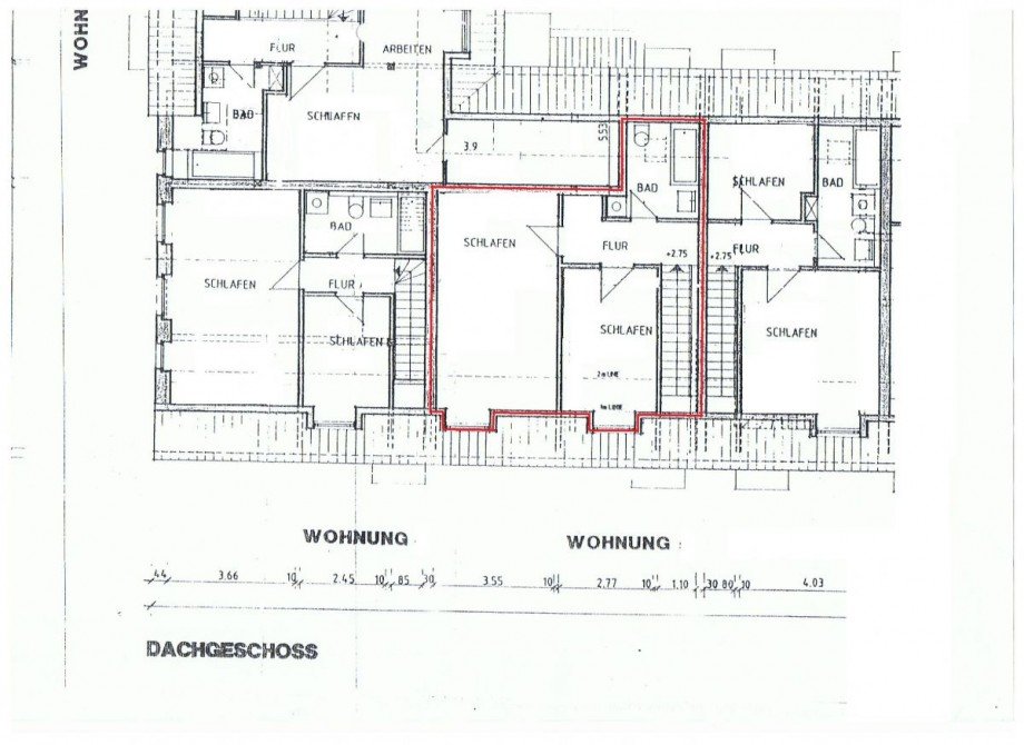 Dachgeschossgrundriss�bersicht Wohnung F�nfseen